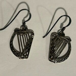 Silver Celtic Harp Earrings